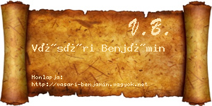 Vásári Benjámin névjegykártya